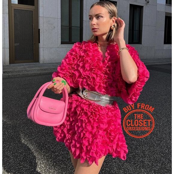 ZARA Blogger Fave Textured Coat with Self-Belt NWT 💗 - Picture 4 of 16